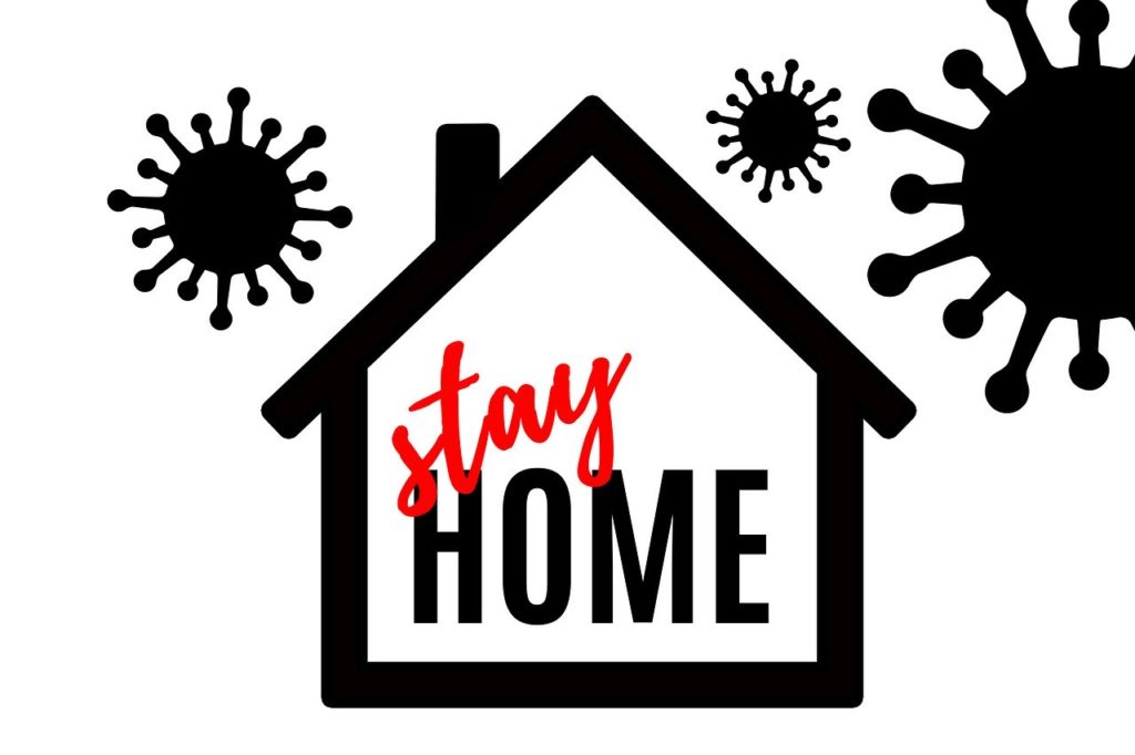 Haus mit Viren drumherum - und dem Stay Home in der Mitte - Stay at home oder #wirbleibenzuhause unter Corona und Saturn im Wassermann