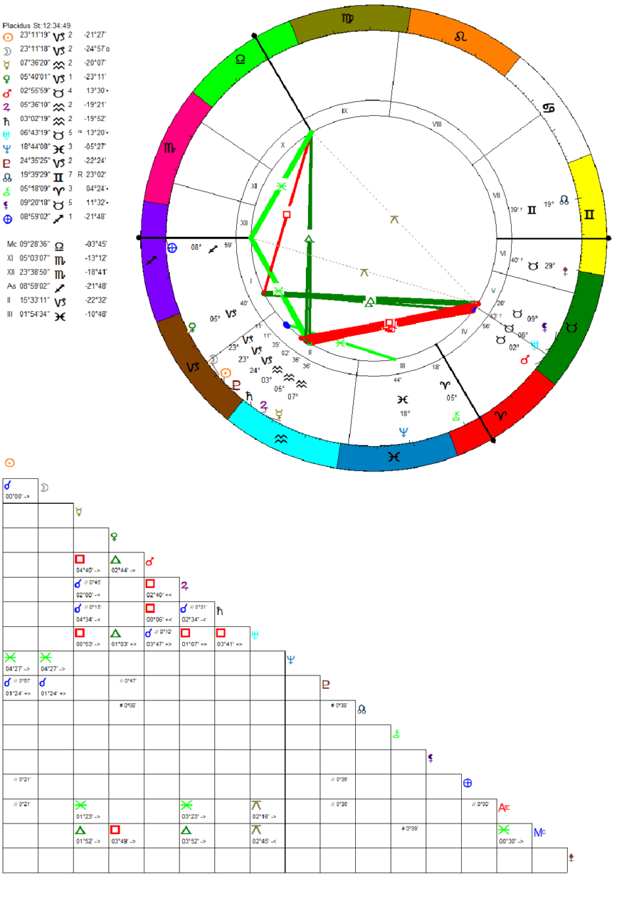 Horoskopzeichnung Neumond in Steinbock am 13. Januar 
