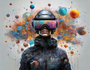 KI-generiert - Frau mit einer Brille für eine virtuelle Realität